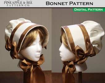 Austen Regency Era Bonnet, DIGITAL PDF Sewing Pattern / Historical 19th Century Soft Crown Bonnet Pattern, c. 1800-1810