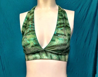 Mermaid halter - green tiger