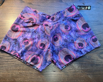 Purple peacock shorts