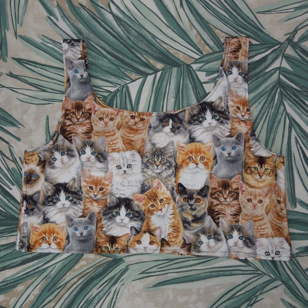 Cat Print Crop Top ( Large)