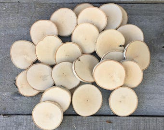 25 Birch wood slices 1.5" - 1.75"