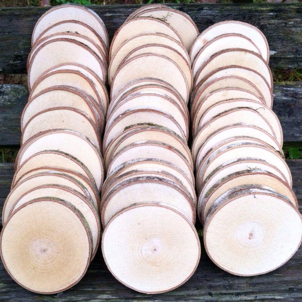 50 Maple wood slices 2.5" - 3.25"