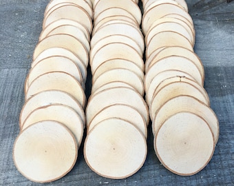 50 Birch wood slices 2.5" - 3.25"