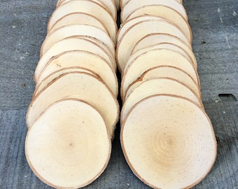 25 Birch wood slices 2.5" - 3.25"