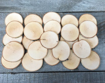 25 Birch wood slices 2" - 2 3/8"