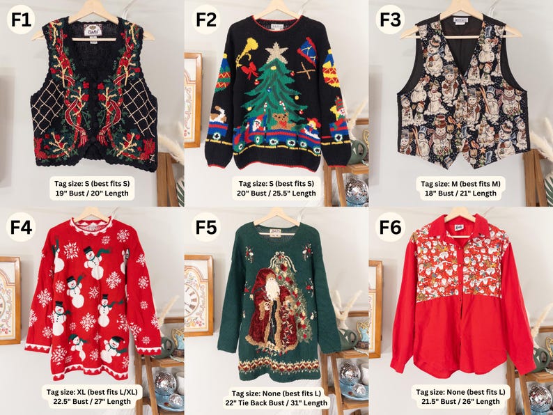 Vintage Christmas Sweater Embroidered Ugly Christmas Vest Tacky Christmas Party Reindeer Snowman Penguin Santa Claus Gingerbread Embroidery image 7