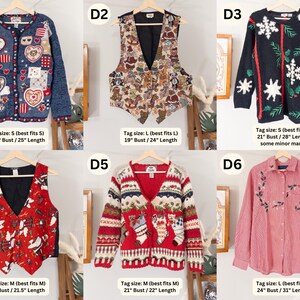 Vintage Christmas Sweater Embroidered Ugly Christmas Vest Tacky Christmas Party Reindeer Snowman Penguin Santa Claus Gingerbread Embroidery image 5