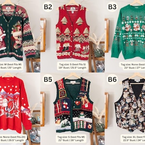Vintage Christmas Sweater Embroidered Ugly Christmas Vest Tacky Christmas Party Reindeer Snowman Penguin Santa Claus Gingerbread Embroidery image 3