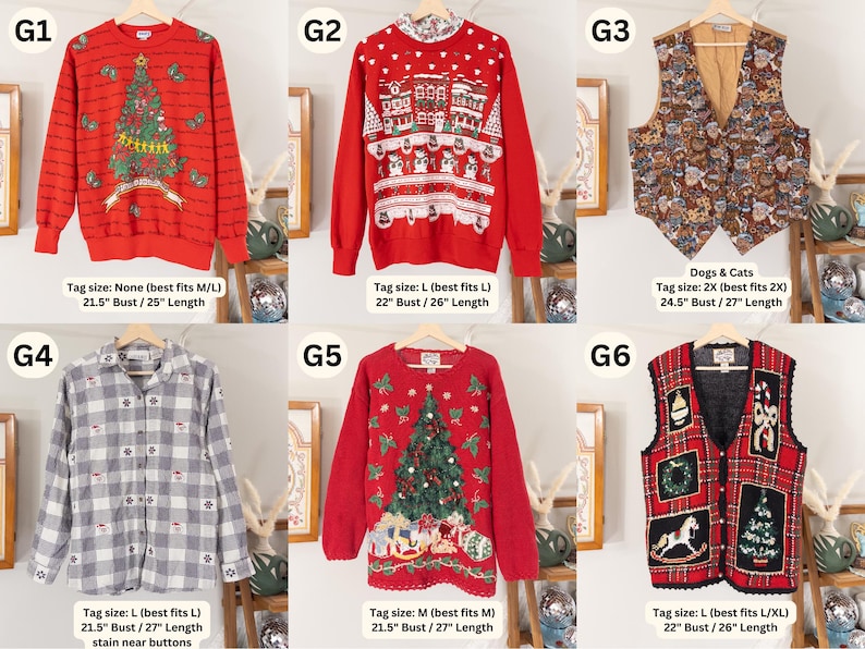 Vintage Christmas Sweater Embroidered Ugly Christmas Vest Tacky Christmas Party Reindeer Snowman Penguin Santa Claus Gingerbread Embroidery image 8