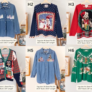 Vintage Christmas Sweater Embroidered Ugly Christmas Vest Tacky Christmas Party Reindeer Snowman Penguin Santa Claus Gingerbread Embroidery image 9