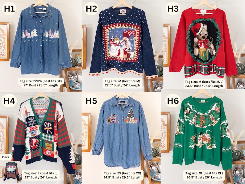 Vintage Christmas Sweater Embroidered Ugly Christmas Vest Tacky Christmas Party Reindeer Snowman Penguin Santa Claus Gingerbread Embroidery image 9