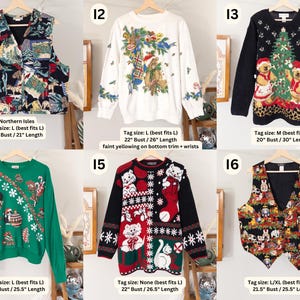 Vintage Christmas Sweater Embroidered Ugly Christmas Vest Tacky Christmas Party Reindeer Snowman Penguin Santa Claus Gingerbread Embroidery image 10
