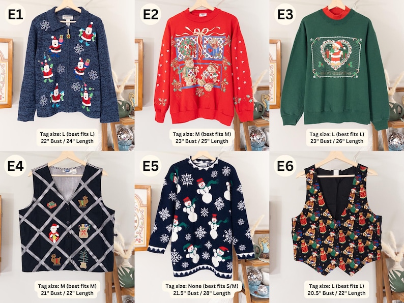 Vintage Christmas Sweater Embroidered Ugly Christmas Vest Tacky Christmas Party Reindeer Snowman Penguin Santa Claus Gingerbread Embroidery image 6