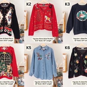 Vintage Christmas Sweater Embroidered Ugly Christmas Vest Tacky Christmas Party Reindeer Snowman Penguin Santa Claus Gingerbread Embroidery image 12