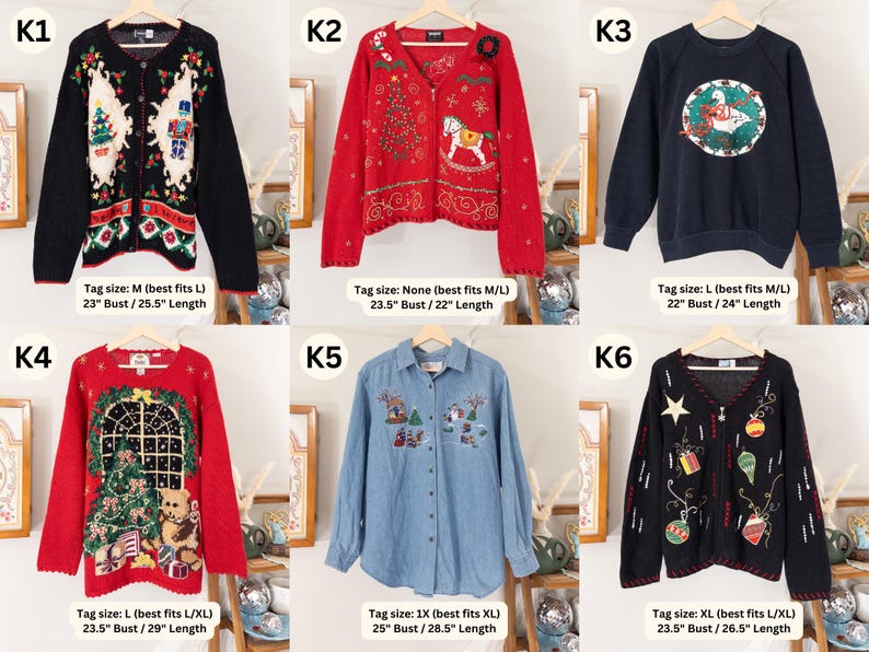 Vintage Christmas Sweater Embroidered Ugly Christmas Vest Tacky Christmas Party Reindeer Snowman Penguin Santa Claus Gingerbread Embroidery image 12
