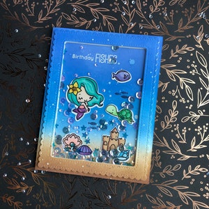 Handmade Interactive - Teal Mermaid Shaker Card