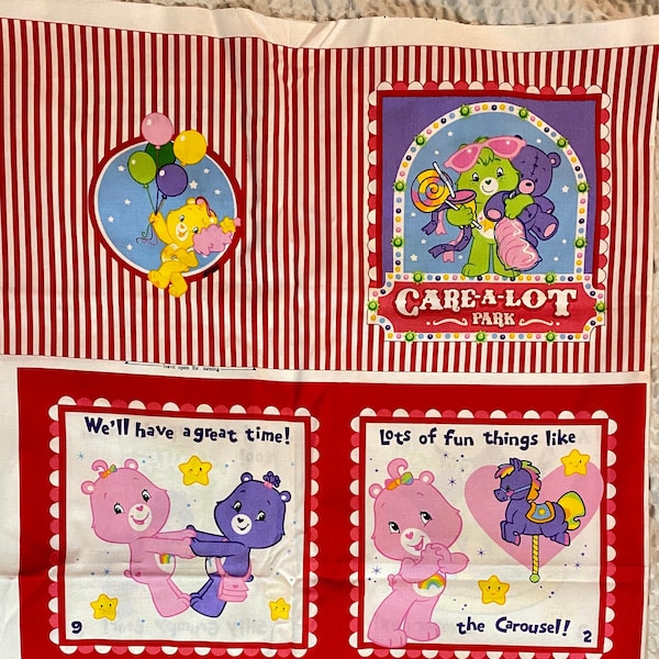 Care Bears "Care-a-Lot Park" Cloth Book Panel, 2007, Super Cute Circus Style Book to Make for a Child With Attached Instructions, Unused/New