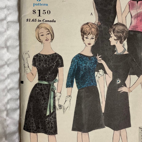 Vintage Vogue 4260, 1960s Vogue Special Design Pattern, One Piece Dress With or Without Over Blouse, Size 14, 34in Bust, Uncut