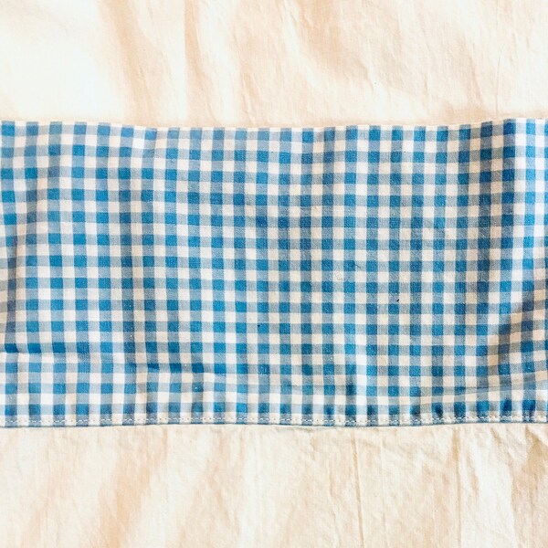 VERY RARE**Vintage Dan River White Sheet with Blue Gingham Border, Twin Flat, 100% Combed Cotton, 1960s Cottagecore, Shabby Chic Sheet