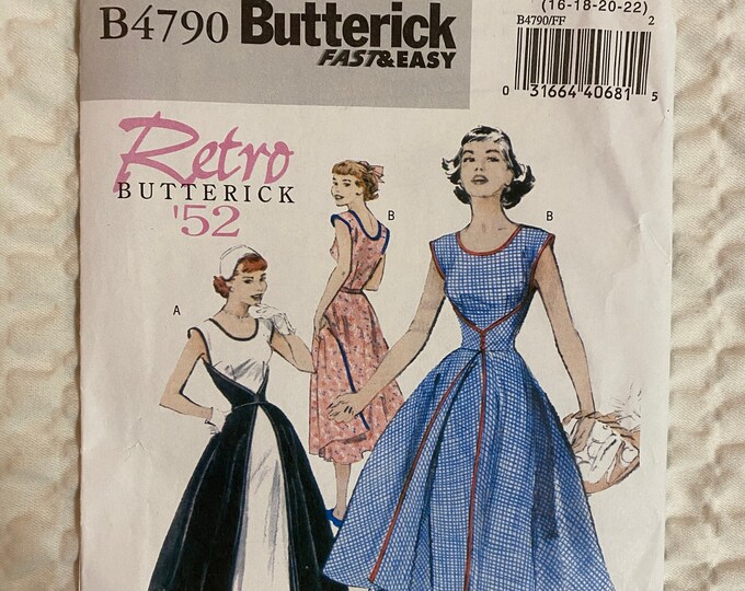 Butterick B4790 Retro 1952 Dress Pattern Size FF 1622 Etsy