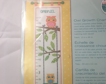 Owl Growth Chart Cross Stitch