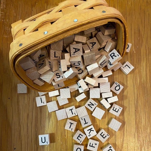 Mini Scrabble Wood Letters, Half Inch Square x .25in Thick, Set of 25, Your Choice or Selected Randomly, Engraved Black Letters