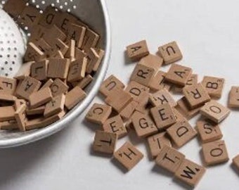 Genuine Scrabble Tile Custom Sets, Wood Letter Tiles with Engraved Black Letters, Sets of 25, 50 or 100, Crafting or Replacement Tiles