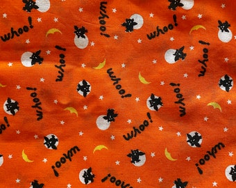 1970s Green Vintage Holly Hobbie Style 44in wide Sold by the yard Faux Patchwork Gold and Burnt Orange on Ecru