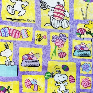 OOP Easter Snoopy Patchwork Print Fabric, 2005, Under License to Springs Fabrics, Sold By The Half Yard x 44inches wide, Woven cotton