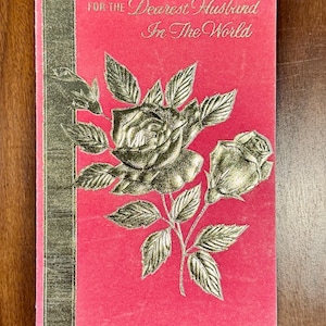 Vintage Pink Velvet e Gold Foil Valentine em relevo, 1960s Husband Valentine, Gibson, sem uso, sem envelope, frete grátis