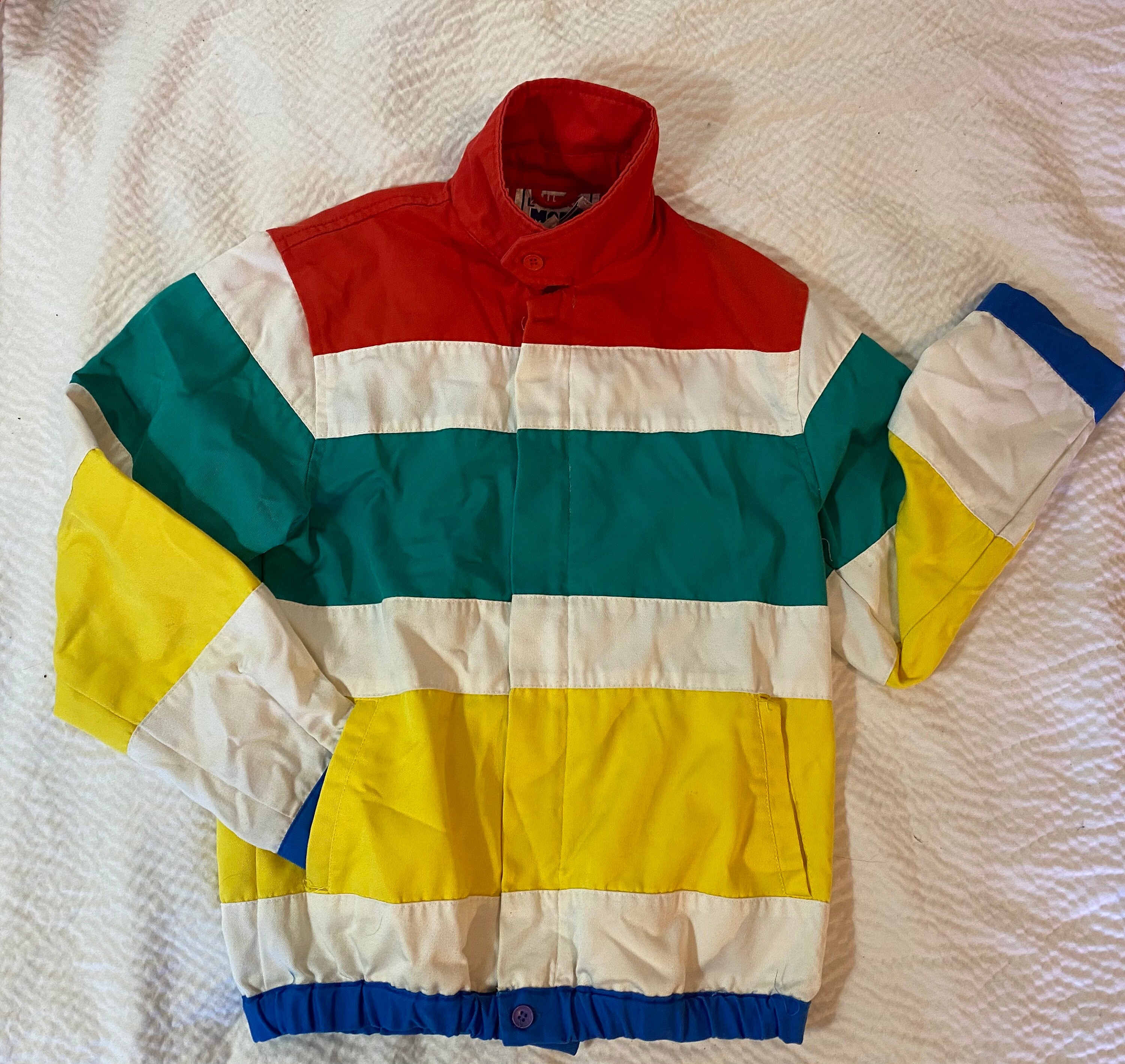 red green yellow blue jacket