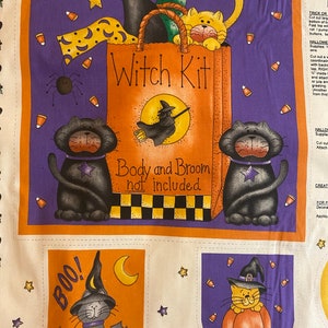 Vintage Dianna Marcum Halloween Fabric Panel, Halloween Treat Bag to Sew, Garland or Draft Stopper  to Sew, Halloween Images for Transfers
