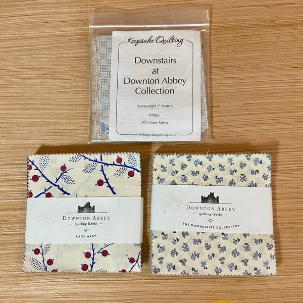 RARE/OOP* Downton Abbey Charm Packs, Lady Mary, The Downstairs Collection, Pre-Cut 5in Squares, Packs of 42 or 28, Andover Fabrics, Cotton