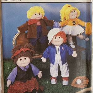 Vintage Simplicity 7068, Cabbage Patch Doll Clothing Pattern, Baseball Uniform, Cheerleader, Cowgirl and Cowboy Outfits, New/Uncut, 1984