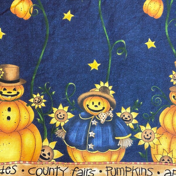RARE**Vintage Daisy Kingdom, Patchwork Pete Double Border Fabric, by Beth Yarborough, 28in x58in Extra Wide