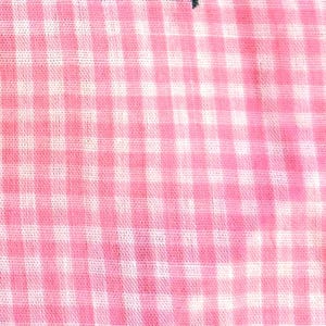 Vintage Pink Gingham Fabric with Embroidered Pink and Purple Daisies, Cotton/Poly Blend, Sold by by the Yard, 44 inches Wide, FREE Shipping image 4