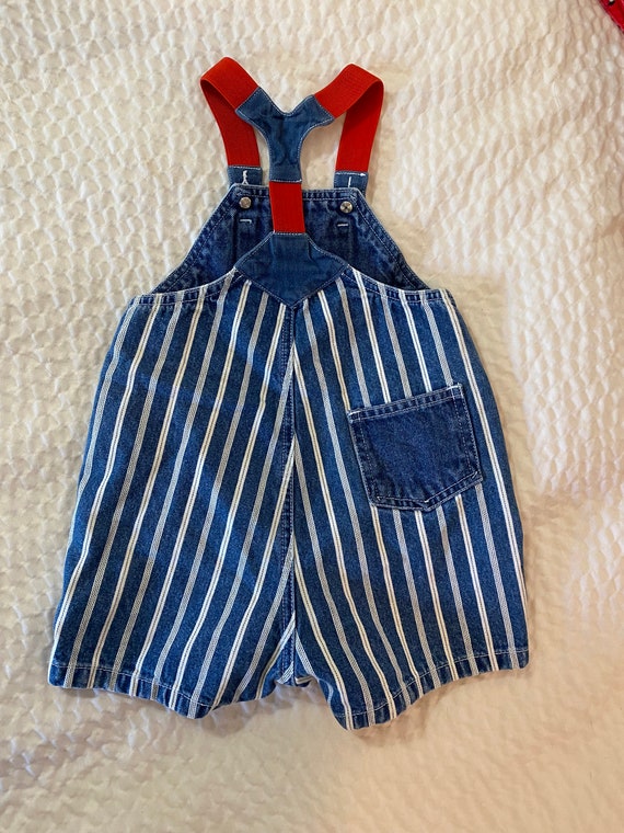 Vintage Sprockets Striped Denim Overalls, Size 18… - image 6