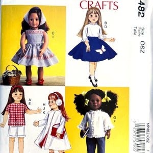 McCalls MP482, 18in Doll Pattern, Sundress, Circle Skirt, Shirt, Pants/Shorts, Coat-Ear Muffs, Kerchief, Purse, New/Uncut,2015,FREE Shipping