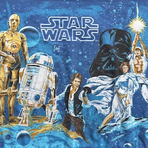 Vintage Star Wars-kussensloop, 1977, standaardformaat, gemaakt in de VS, gegoten vanaf eerste film, zelfde afbeelding op achterkant, gratis verzending