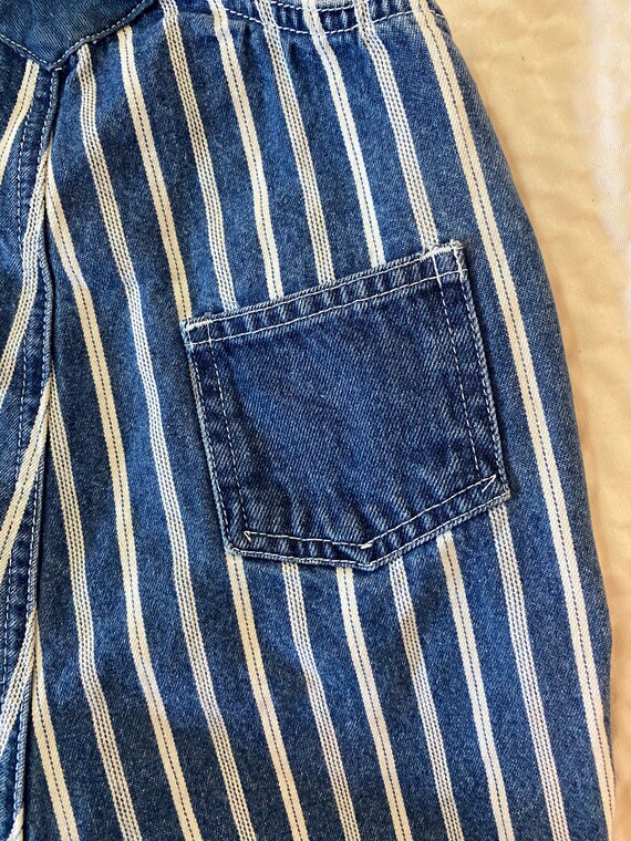 Vintage Sprockets Striped Denim Overalls, Size 18… - image 8