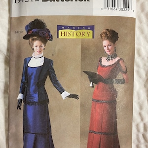 Patrón Butterick 4212 Making History, tallas 6-8-10, vestido y chaqueta victorianos, estilo 1910, para mujer