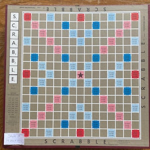 Plateau de scrabble vintage, 14,25 po. x 34 po., style original avec bordure rouge, plateau de jeu pour créations manuelles, plateau de scrabble de remplacement