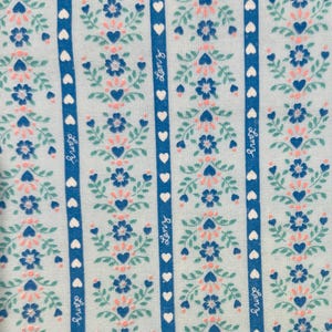 Vintage Lanz of Salzburg Blue and Pink Print Flannel, NOS 1996, Folk Art Floral Print, Sold by the Yard, 58in Wide, Cotton, FREE Shipping