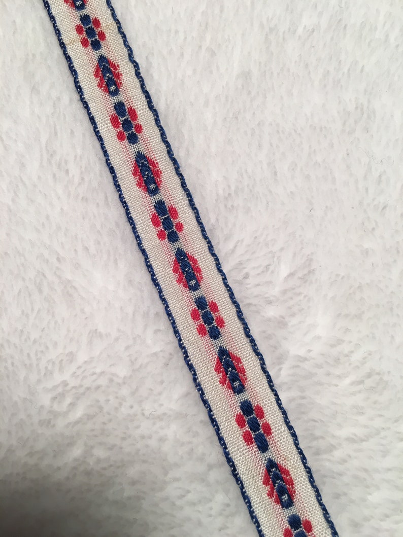 5 yards red white gingham jacquard poly ribbon sewing craft trim 1//2/" wide