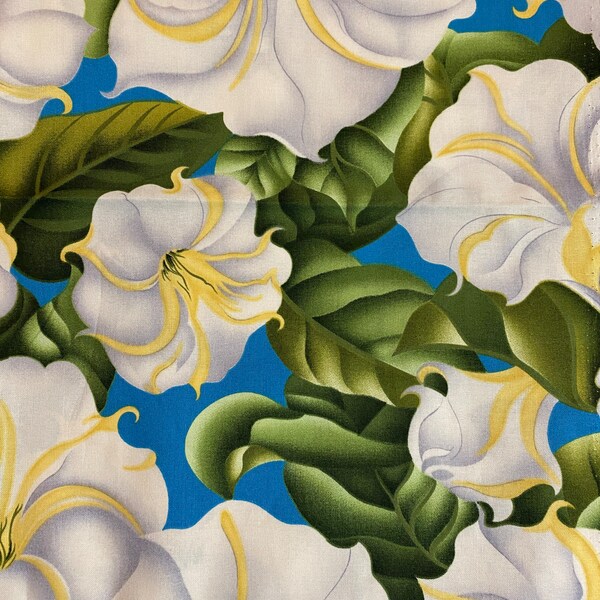 RARE*Alexander Henry "Georgia" Quilters Cotton, Large Scale Datura-Trumpet Flower Print,Various Lengths, Fat Quarters, Out of Print 2003