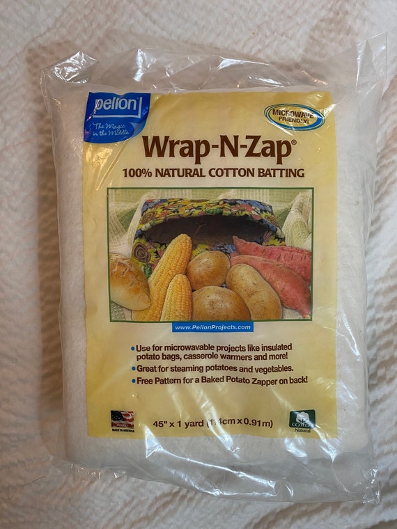 Buy New in Packagepellon 100% Cotton Batting, 1yd X 45in Package, Wrap-n-zap,  Microwavable Project Batting, Pattern for Baked Potato Bag Online in India  