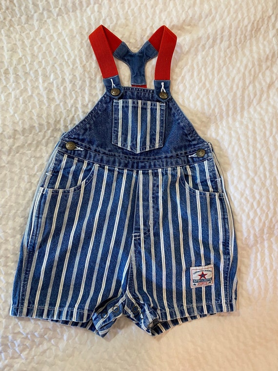 Vintage Sprockets Striped Denim Overalls, Size 18… - image 1