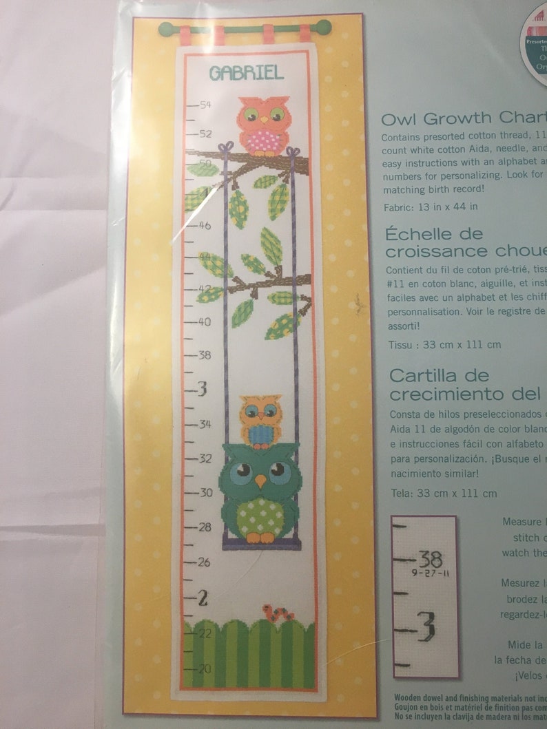dimensions owl growth chart kit counted cross stitch owls owl growth chart cross stitch