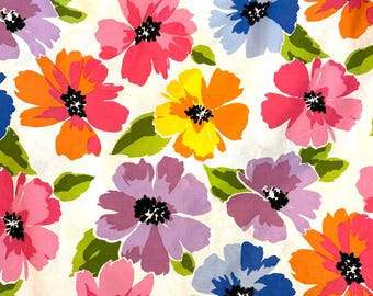 Jaren 70 Martex grote bloemen lakenset, Queen Flat-diepe zak uitgerust, roze-blauw-geel-paarse madeliefjes, uitstekende staat, wordt GRATIS verzonden