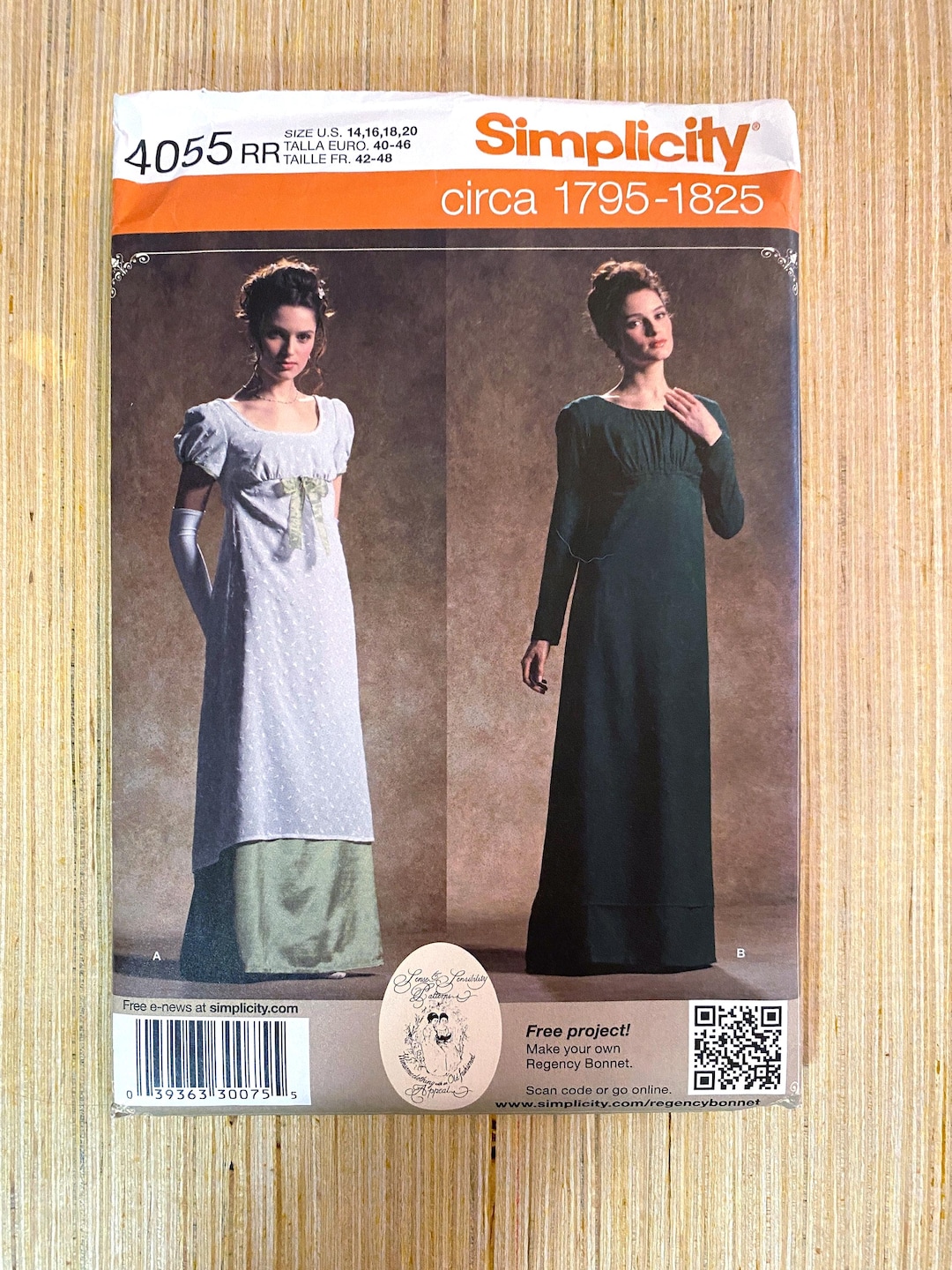 Simplicity Regency Pattern Simplicity 4055 Regency Gown Pattern (1975-1825), Misses Size RR (14-20 ...